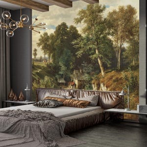 Vintage Rural Landscape Wallpaper Mural: Peel and Stick