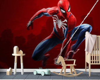 Mural de pared de Spiderman: papel pintado infantil autoadhesivo