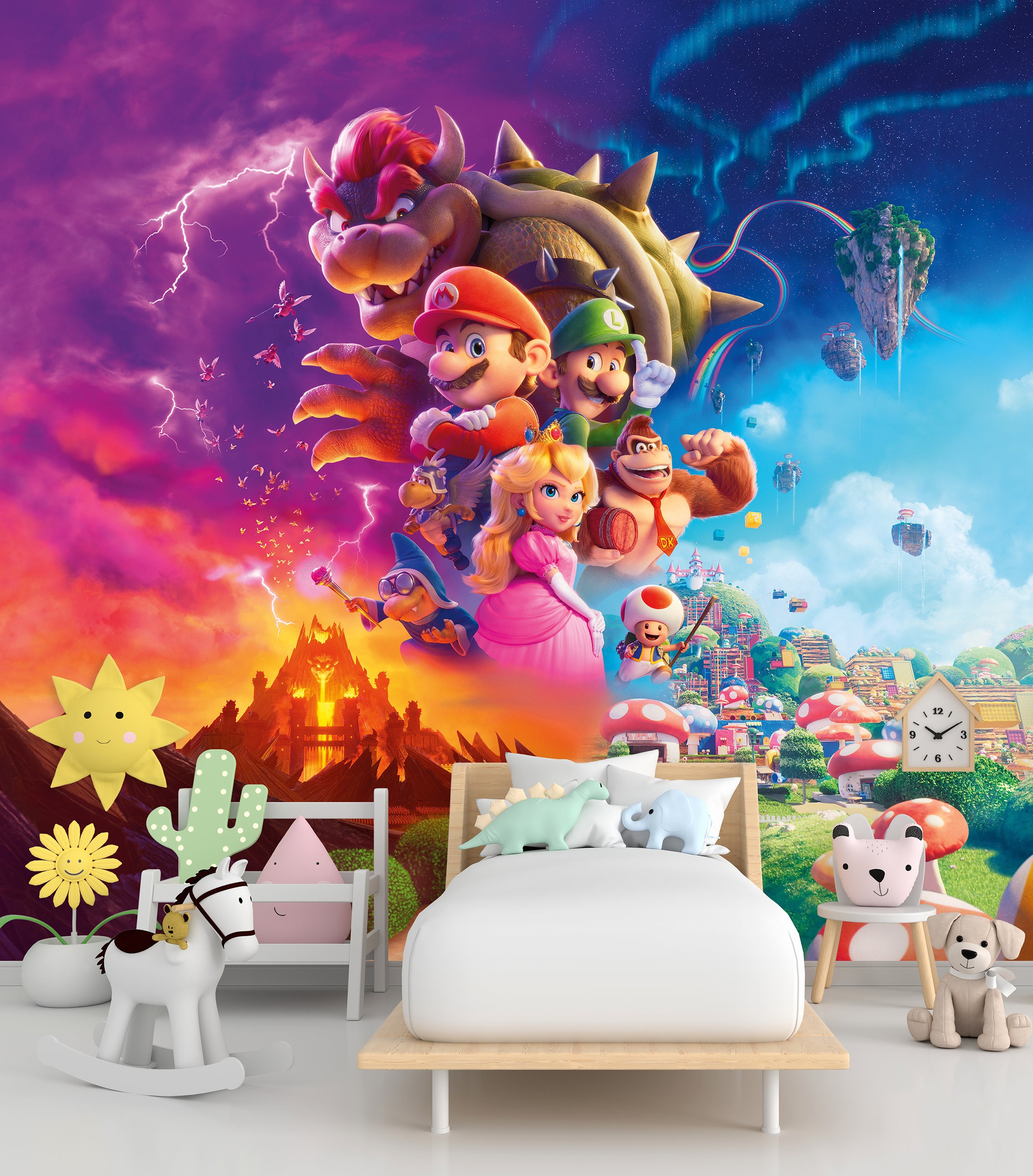 SUPER 油彩画　木枠無し　キャンバスのみ マリオ・ディ・マルティーノ　「カンターラの村」 MARIO King Origami The - ) 公開 (4月24日 スーパーマリオ 絵画