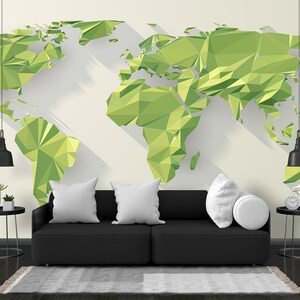 Modern abstract reliëf wereldkaart behang - verwijderbaar behang - Peel and Stick - muurschildering wereldkaart - muurdecoratie - kaartbehang