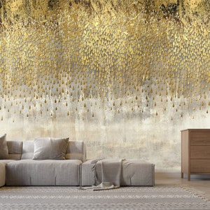 Golden Rain Wallpaper Concrete Abstract Modern Wall Art Mural Print Textured Peel and Stick Luxury Vinyl Wallpaper per la camera da letto