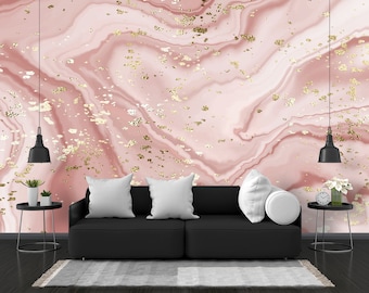 Pink Gold Marble Pattern Wallpaper / Peel & Stick Wallpaper Vinyl Wallpaper Wallpaper Room