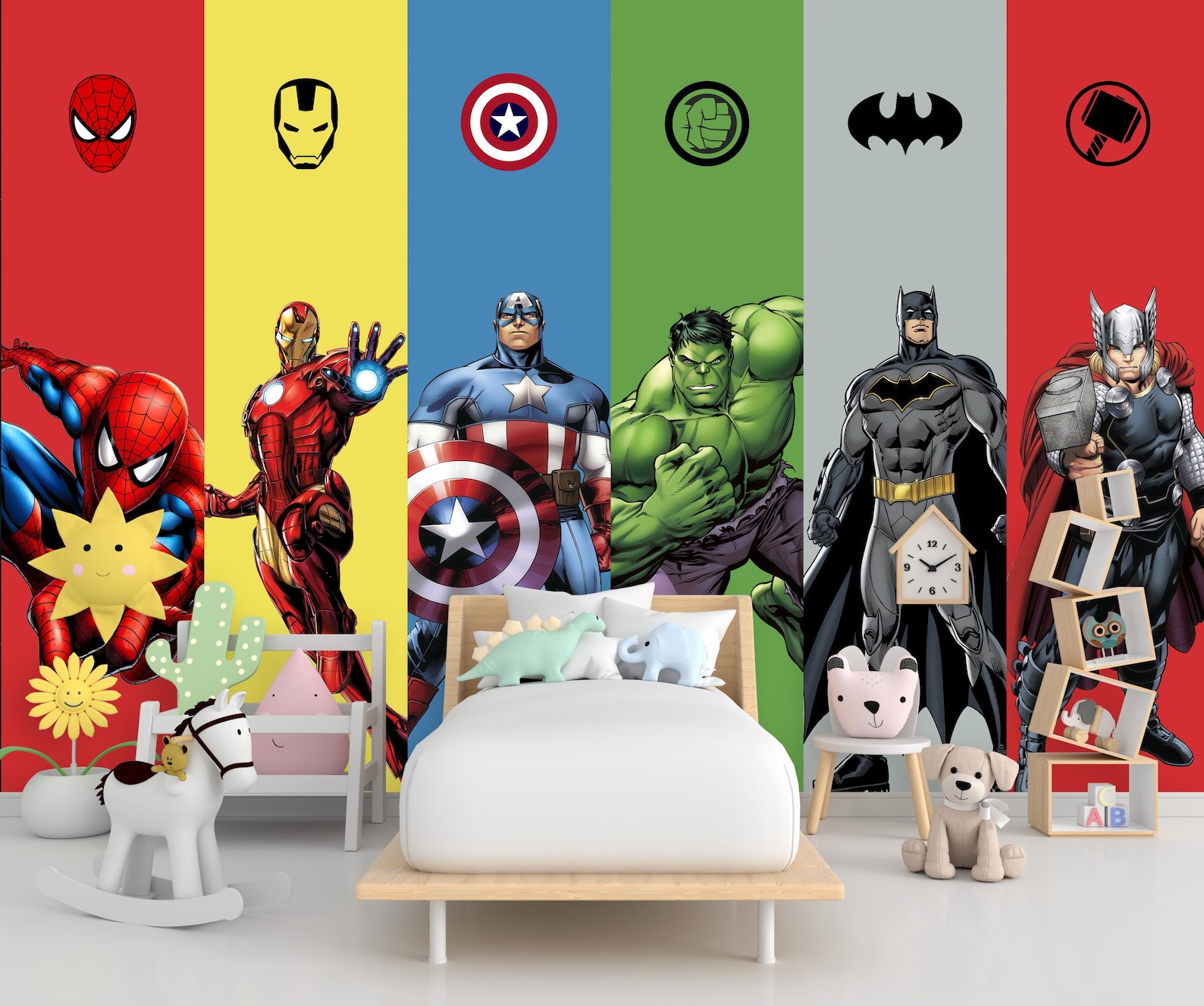 Avengers Wallpaper Mural: Super Hero Kids Room Decor, Peel and Stick - Etsy