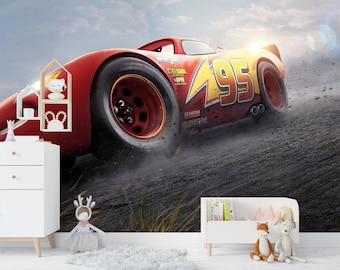 Lightning McQueen Tapete: Schälen und Aufkleben Kinderzimmer Wandbild