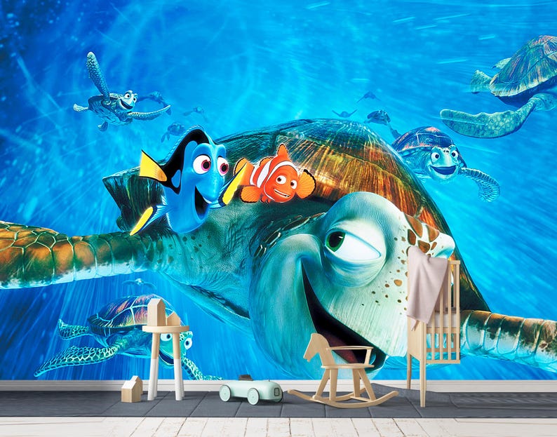 Turtle Rocking Horse Underwater Wallpaper - Colorful Marine Kids Wall Mural Peel Stick ...