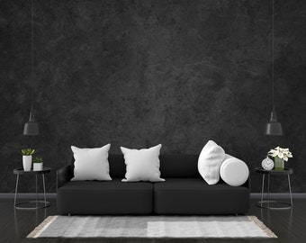 Black Concrete Wallpaper, Removable Wallpaper, Peel and Stick Wallpaper, Temporary Wallpaper, Concrete Texture, Wall Decor, Wallpaper