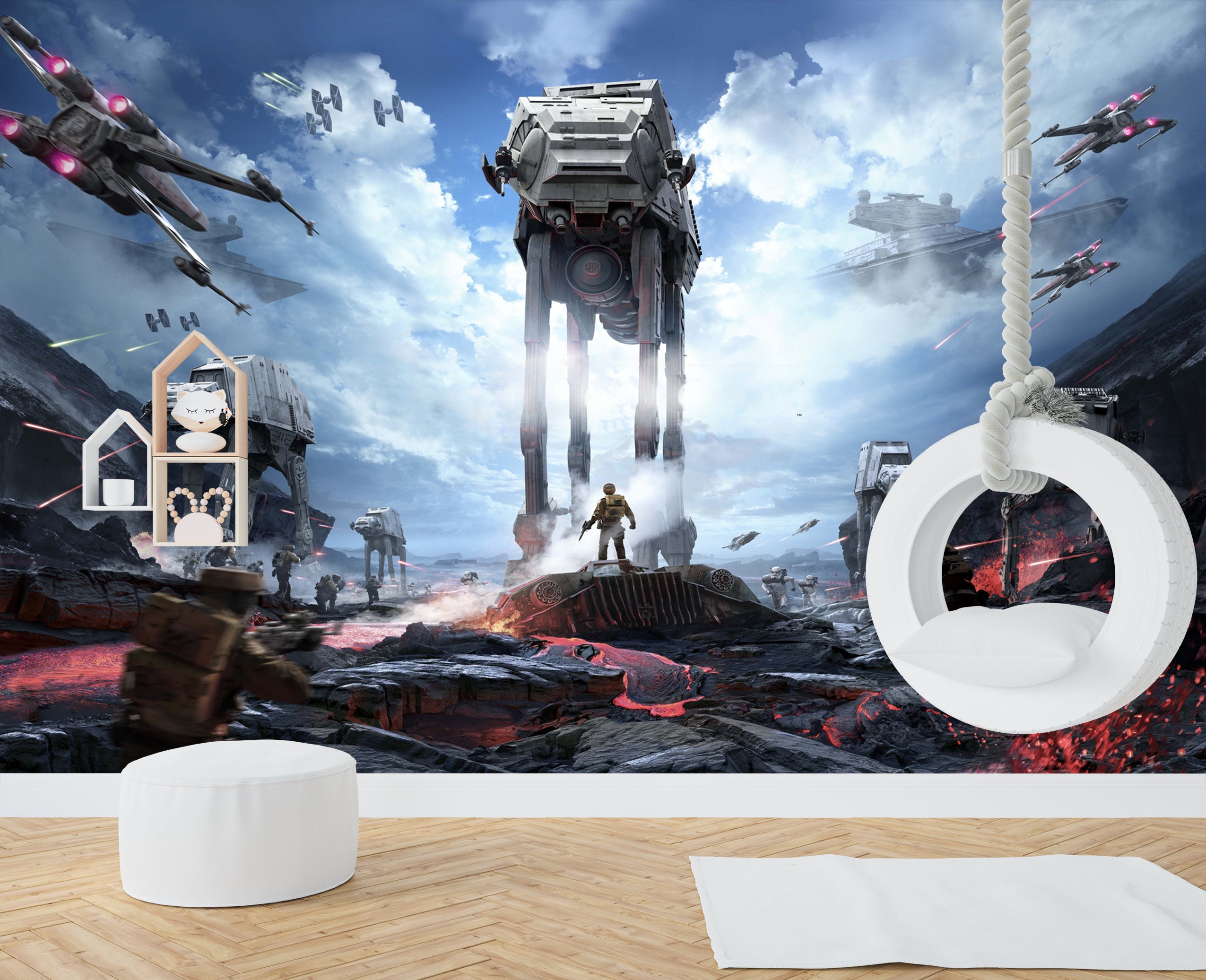 スター・ウォーズ AT-AT 壁紙：宇宙船の粘着式壁画 - Etsy 日本