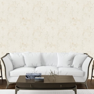 Cream Toile Floral Wallpaper: Farmhouse Rustic Peel and Stick