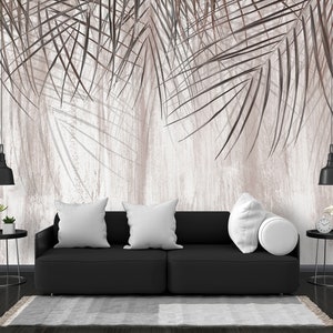 Tropical Big Leaves Peel and Stick Wallpaper / Leaf Wallpaper / Abstract Wallpaper / Modern Background Wallpaper / Wall Mural