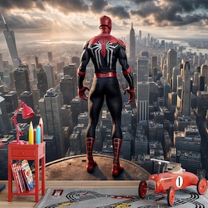 Carta da parati Spiderman of Super City per cameretta dei bambini, staccabile e adesiva / tessuto non tessuto