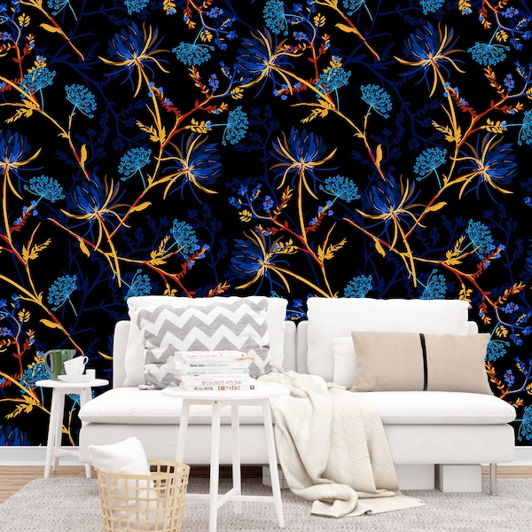 Gold Color Lines Wallpaper, Art Deco Wallpaper, Dark Background Wall