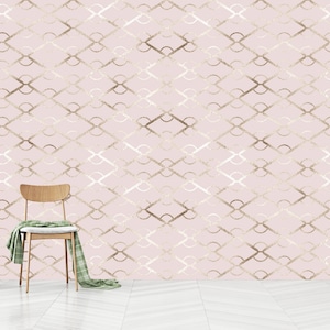 Gold Geometric Peel and Stick wallpaper / Geometric Removable wallpaper / Gold wallpaper - Self-adhesive or Traditional