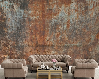 Rusty Metal Texture Wallpaper, Peel and Stick Nonwoven Wall Mural
