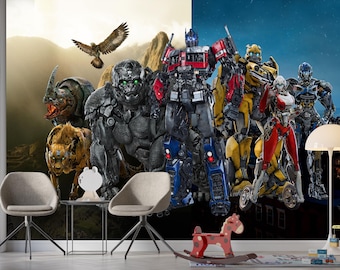 Papel tapiz para habitación infantil Transformers Autobots Optimus Prime, autoadhesivo, no tejido
