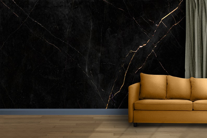 Black Marble Peel and Stick Wallpaper Etsy