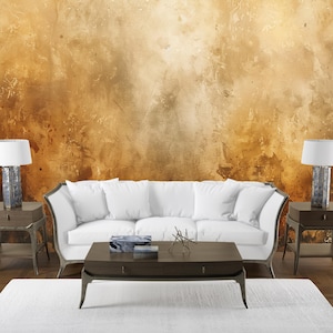 Brass Gold Metallic Faux Concrete Distressed Textured Contemporary Peel and Stick Wallpaper