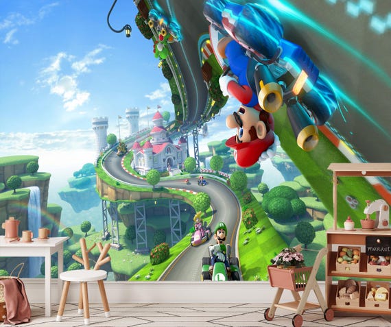 Mario Kart Racing Mural: Kids Room Peel and Stick Wallpaper