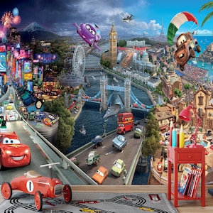 Cars Wall Decor For Boys Kids Room Wallpaper Boys Nursery Removable Wallpapers Cars Wall Art Cars Wall Nursery Print for Boys
