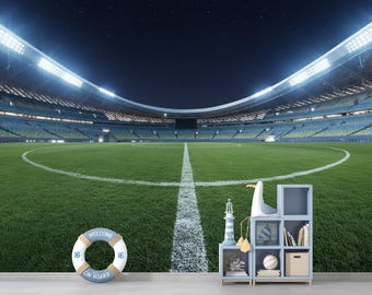 Football Stadium Wall Mural, Kids Room Sports Decor