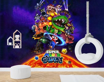 Super Mario Galaxy Movie Wall Mural: Peel and Stick Wallpaper