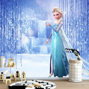Elsa Frozen Wallpaper, Frozen Wallpaper Mural , Princess Removable Wallpaper , Nursery Wallpaper  Peel and Stick