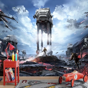Carta da parati Star Wars per camera da letto dei ragazzi, carta da parati con astronavi per cameretta dei ragazzi, carta da parati autoadesiva Darth Vader, carta da parati decorativa, stacca e attacca
