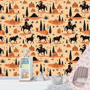 Wild West Cowboys Wall Art, Western Landscape Wallpaper, Traditional and Peel and Stick Wallpaper