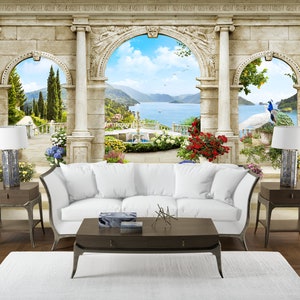 Roman Columns Nature View Wallpaper Mural - Peel and Stick