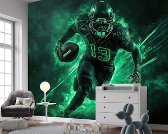 American Football Mural: Teen Boy Room Sports Fanatic Decor (Peel and Stick)
