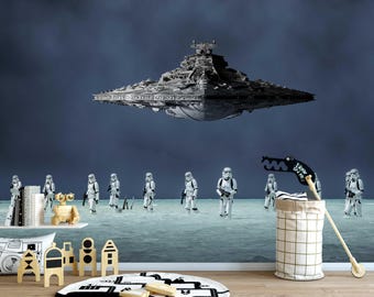 Stormtrooper Wandkunst: Sci-Fi Galactic Empire Dekor, Peel & Stick Tapete