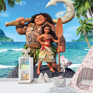 Moana 2 Movie Wallpaper ,Moana Cartoon Themed Kids Room Wallpaper ,Vaiana Wallpaper , Moana and Vaiana Wallpaper, Peel and Stick