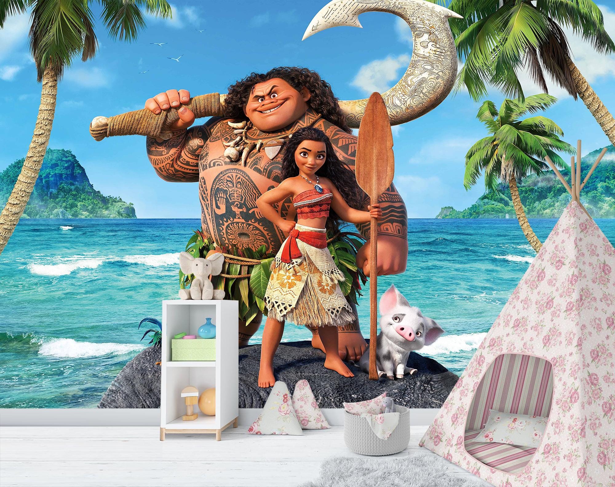 Moana Kids Room Wallpaper: Peel and Stick Vaiana Wall Mural - Etsy
