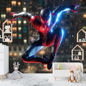 Fonds d'écran Spider Man | Peler et coller | Papier peint pour chambre d'enfant | Décoration murale - Papier peint Spiderman | Sticker mural Spiderman | Papier peint super-héros