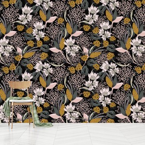Florale Kräuter Tapete: Abnehmbares Schälen und Aufkleben, Botanisches Design