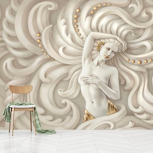 Woman Art Wallpaper, Modern Wall Decor Stylish Beauty Salon Wallpaper, Peel And Stick Wallpaper, Removable Wall Mural
