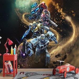 Transformers Peel and Stick Wallpaper: Kids Room Superheroes Mural