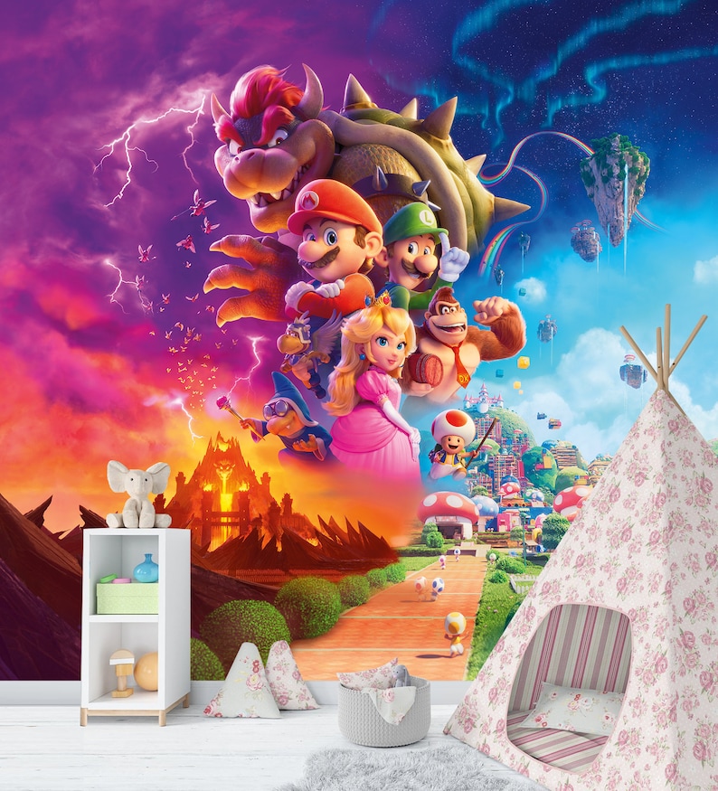 Super Mario Bros wallpaper Movie Toad, Peach, Kids Wallpaper / Peel And Stick / Nonwoven image 4