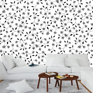 Papier peint floral vintage blanc de ferme, papier peint floral blanc vanille rustique, papier peint bohème chambre à coucher et salon