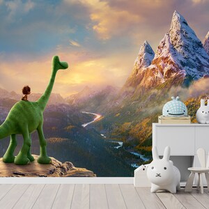 Il viaggio di Arlo Carta da parati murale Il viaggio di Arlo Carta da parati a tema dinosauro Decorazione murale a tema dinosauro Decorazione per la cameretta dei bambini Carta da parati per bambini