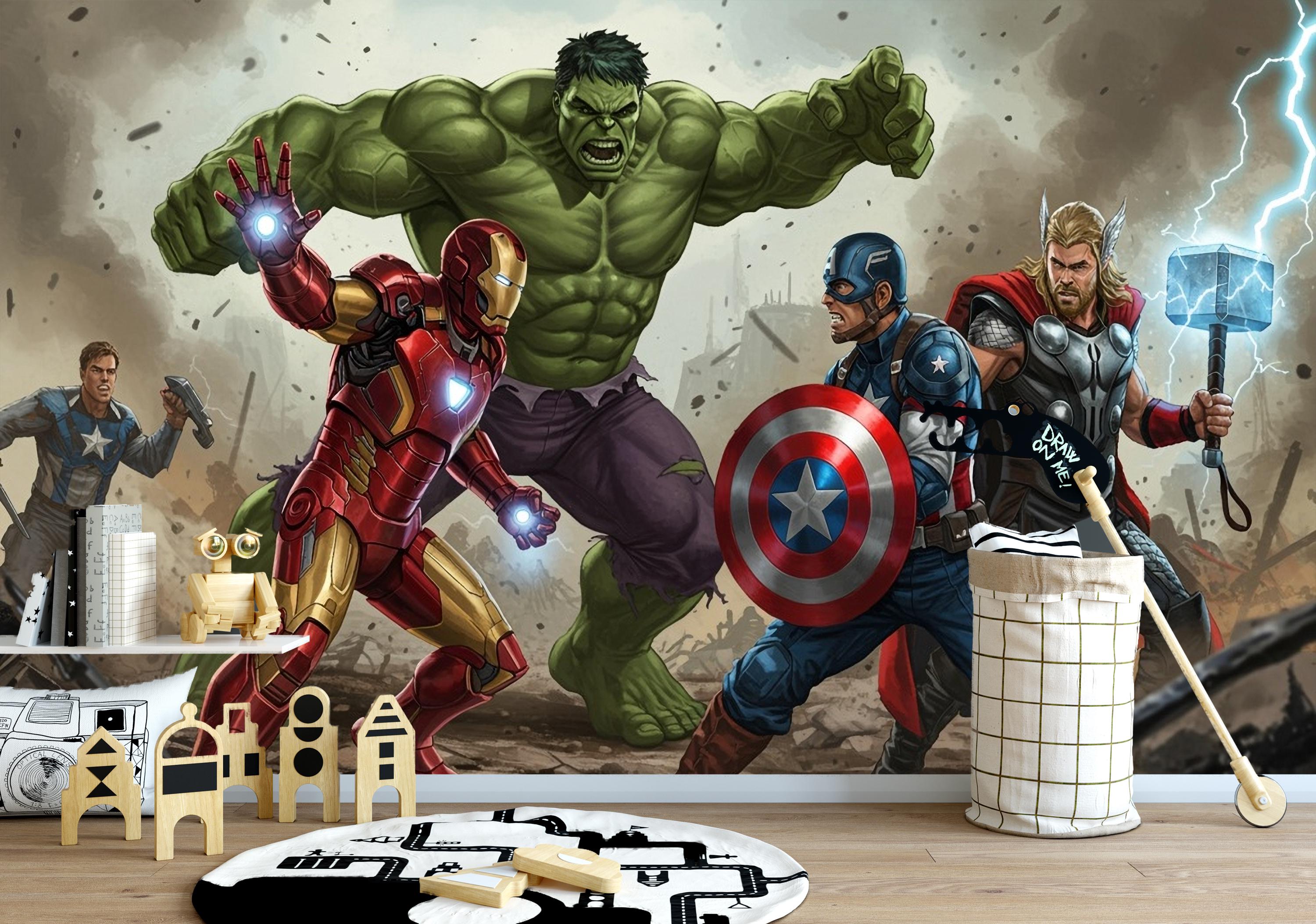 Avengers Peel and Stick Wallpaper: Superhero Kid Room Decor - Etsy
