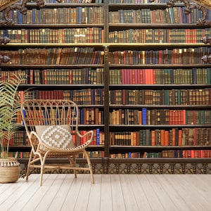 Old Fantasy Library Full of Magical Books, Removable Wallpaper, Washable, Wallpaper, Wall Mural, Peel and Stick