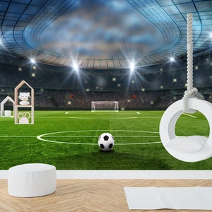 Football Stadium Wall Mural: Sports Wallpaper, Kids Bedroom Decor