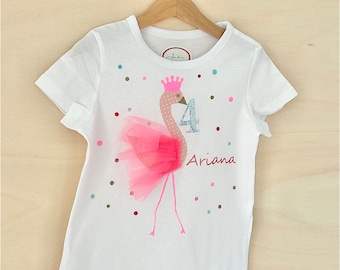 Geburtstagsshirt Flamingo zum 1.,2.,3.,4.,5.,6.,7.,8. Geburtstag Name Namensshirt, Sommer Party, Kindergeburtstag Mädchen Shirt