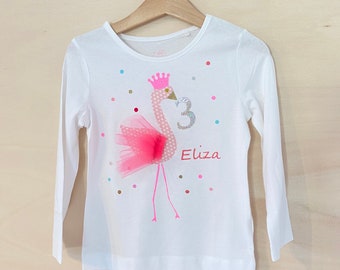 Birthday shirt flamingo name shirt 1st, 2nd, 3rd, 4th, 5th, 6th, 7th birthday shirt name beach party flamingo birthday long sleeve