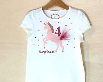 Birthday shirt unicorn name shirt shirt 1.2.3.4.5.6.7.8. birthday name horse glitter horse birthday girl name short sleeve summer