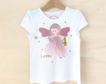 Geburtstagsshirt Fee Weihnachtsshirt Prinzessin 1.,2.,3.,4.,5.,6.,7.,8. Geburtstag Mädchen Kindergeburtstag Party Namensshirt Name Tshirt