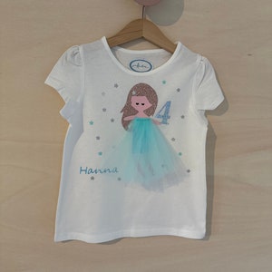 Mädchen Shirt Elsa Königin Eiskristall türkis Glitzer Geburtstagsshirt 2.,3.,4.,5.,6. Geburtstag Name Namensshirt Kindergeburtstag Mädchen Bild 7