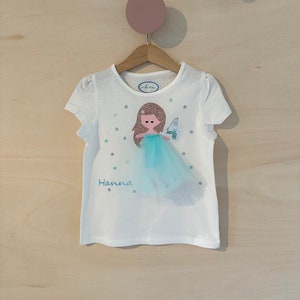 Mädchen Shirt Elsa Königin Eiskristall türkis Glitzer Geburtstagsshirt 2.,3.,4.,5.,6. Geburtstag Name Namensshirt Kindergeburtstag Mädchen Bild 1