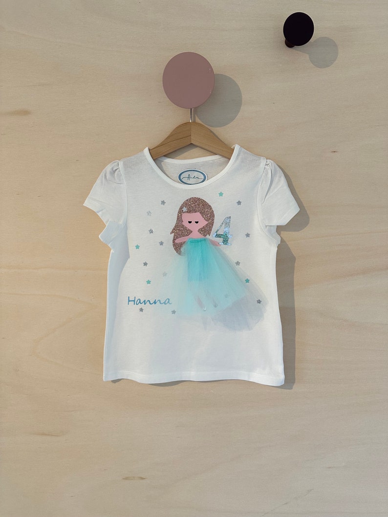 Mädchen Shirt Elsa Königin Eiskristall türkis Glitzer Geburtstagsshirt 2.,3.,4.,5.,6. Geburtstag Name Namensshirt Kindergeburtstag Mädchen Bild 1