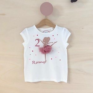 Birthday shirt ballerina ballet little dancer girl 1.2.3.4.5.6.7. birthday glitter name shirt birthday number short sleeve summer